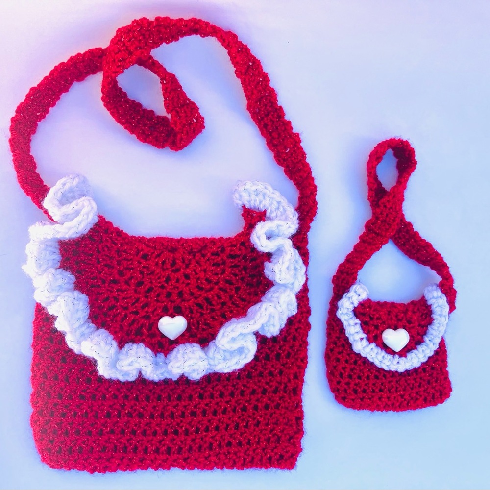 👛 Girl & Doll Matching Purses/Accessories: Handmade Crocheted